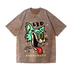 Unisex Bad Cat Printed Washed Tee