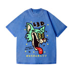 Unisex Bad Cat Printed Washed Tee