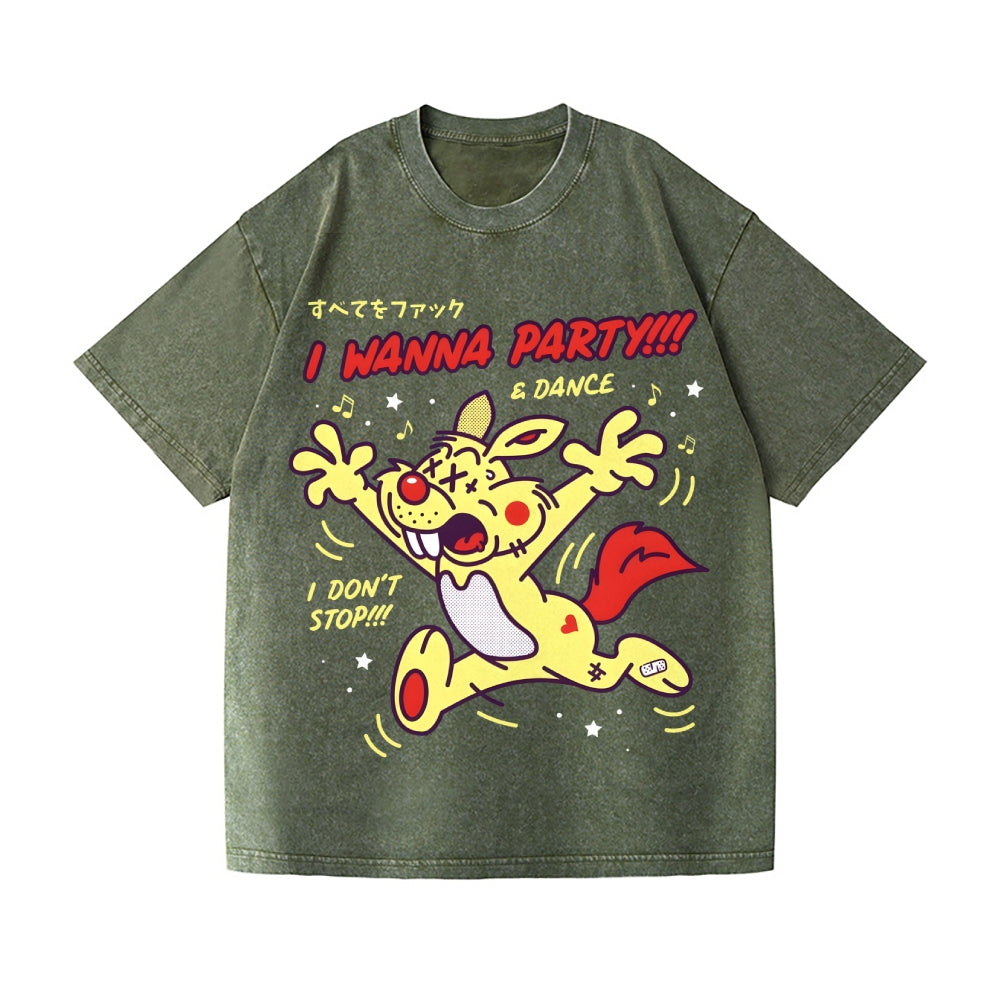 Unisex Rabbit Printed Washed Tee
