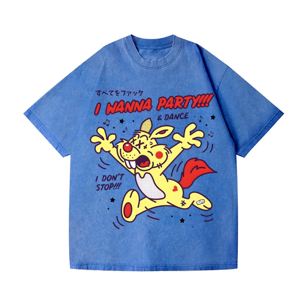 Unisex Rabbit Printed Washed Tee