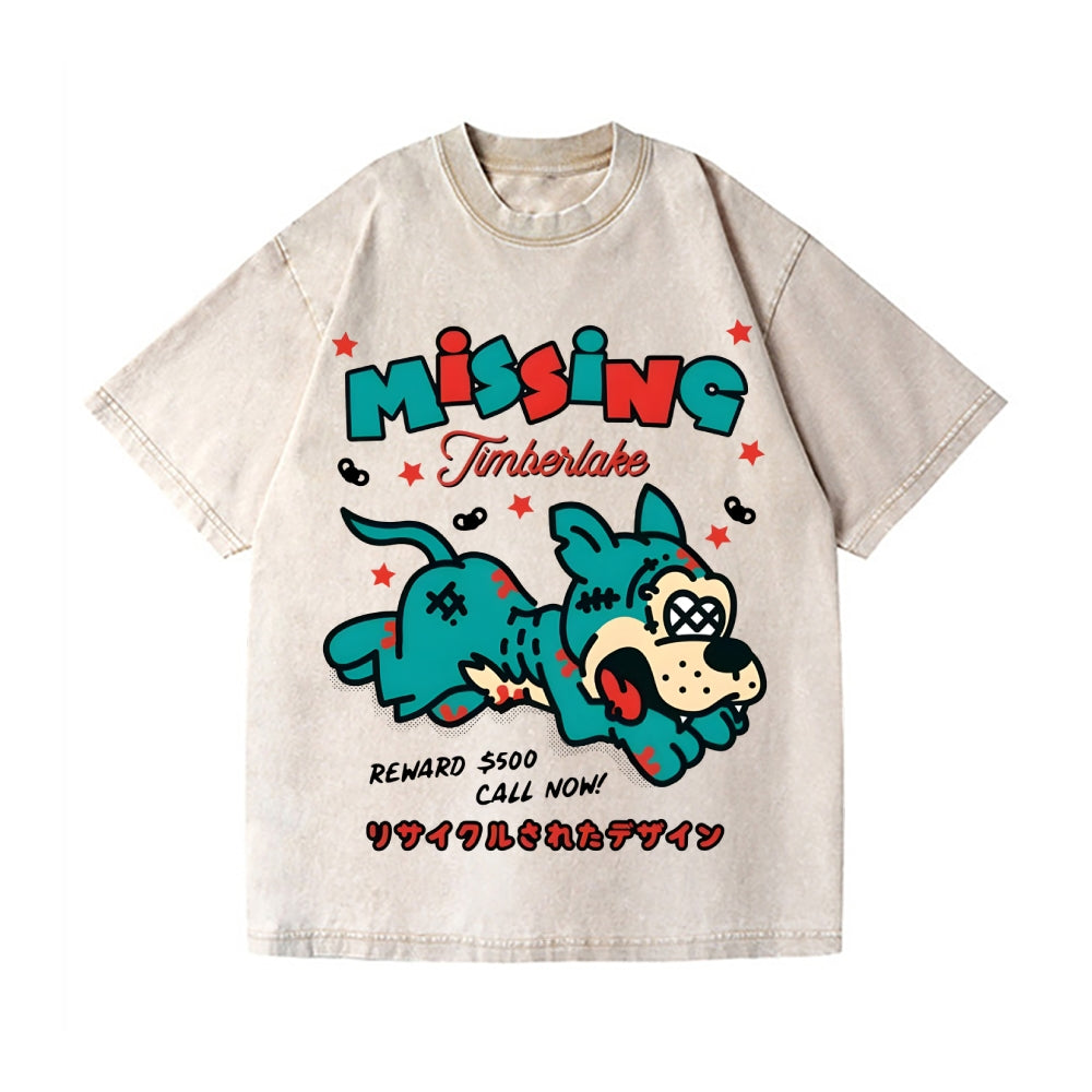 Unisex Dog Printed Washed Tee