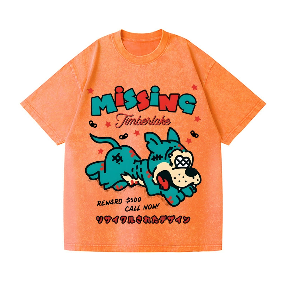 Unisex Dog Printed Washed Tee