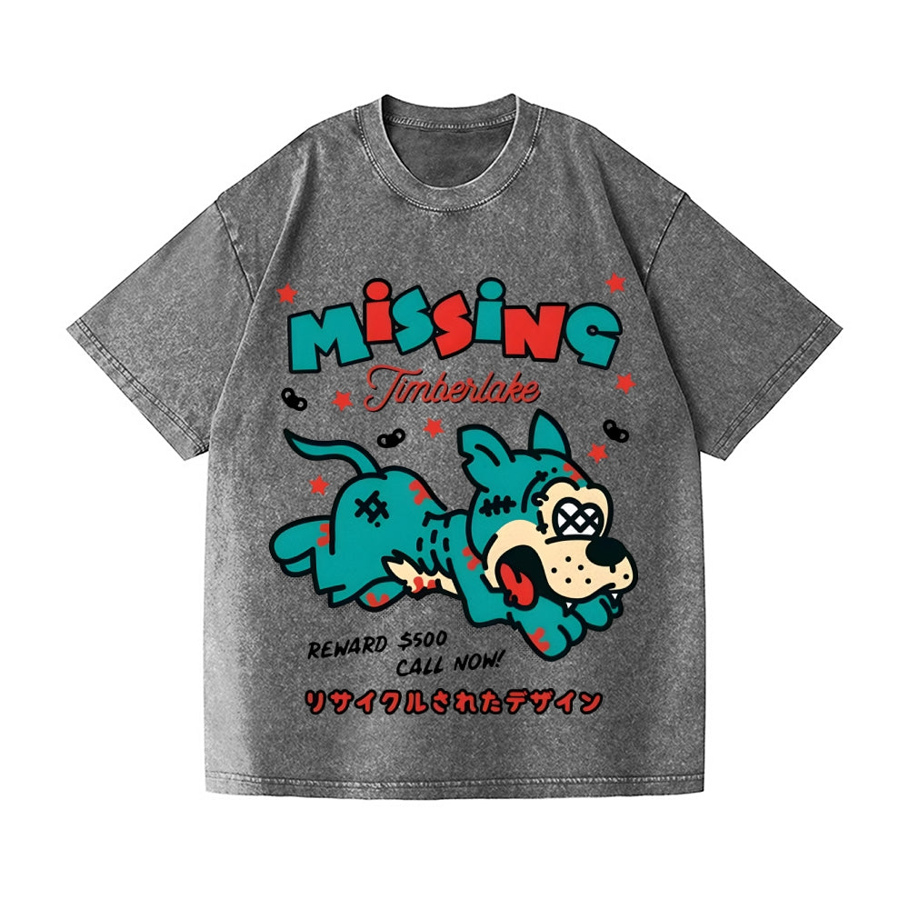 Unisex Dog Printed Washed Tee