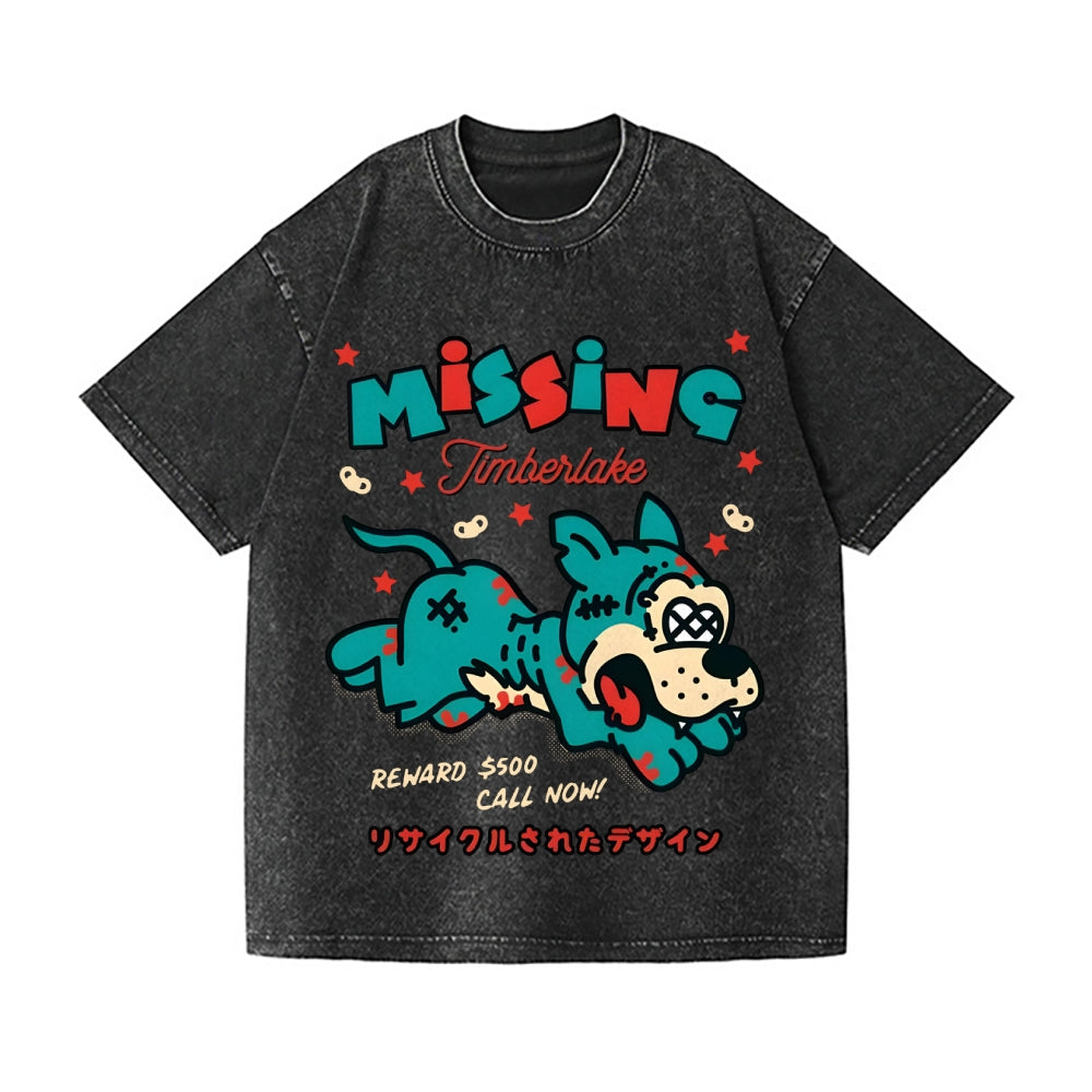Unisex Dog Printed Washed Tee