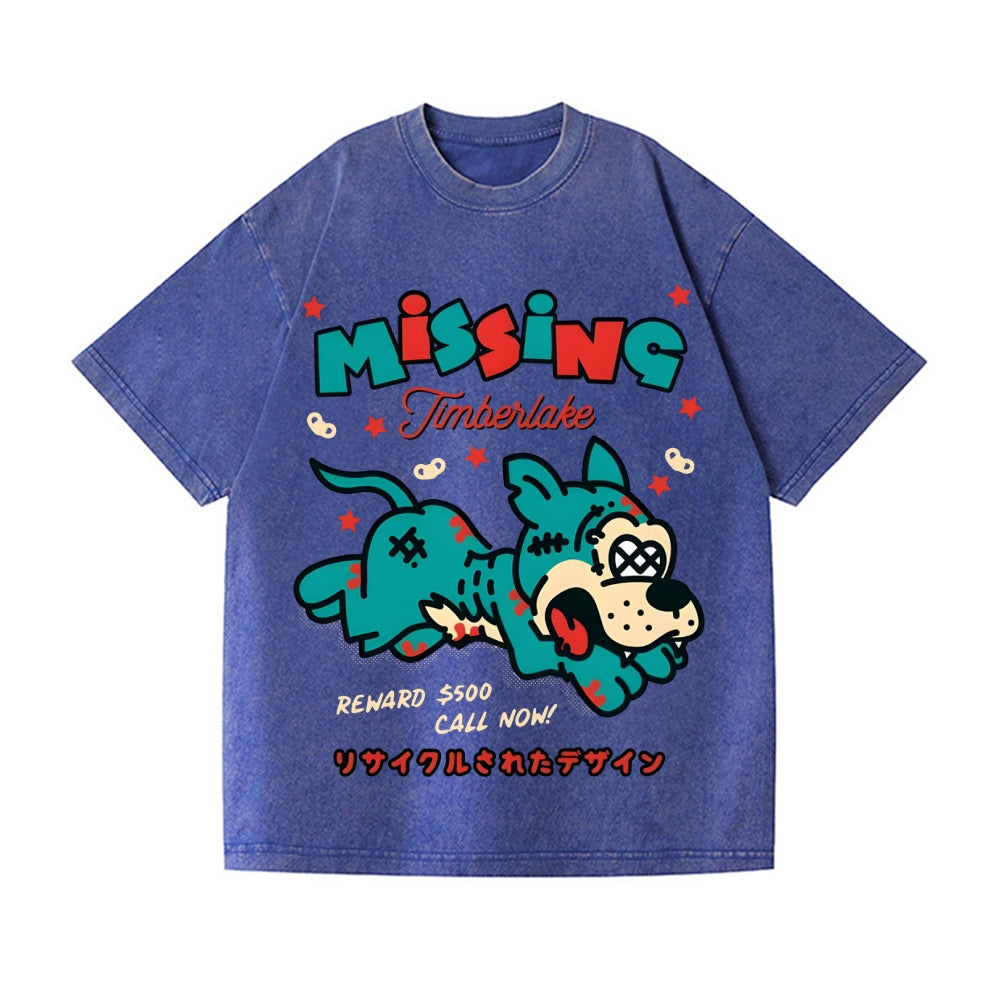 Unisex Dog Printed Washed Tee