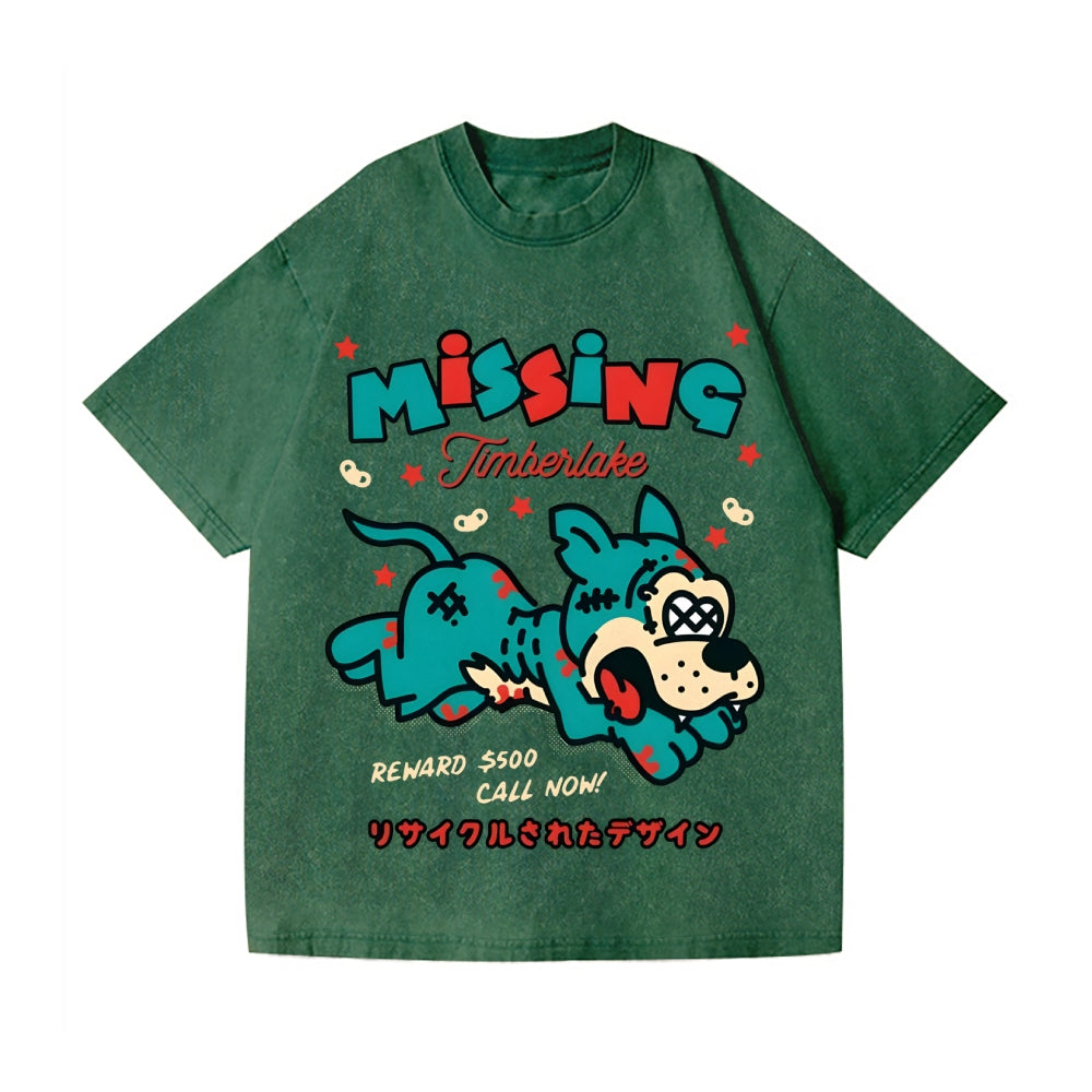 Unisex Dog Printed Washed Tee