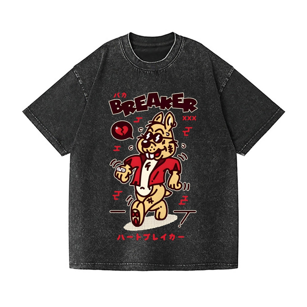 Unisex Rabbit Printed Washed Tee