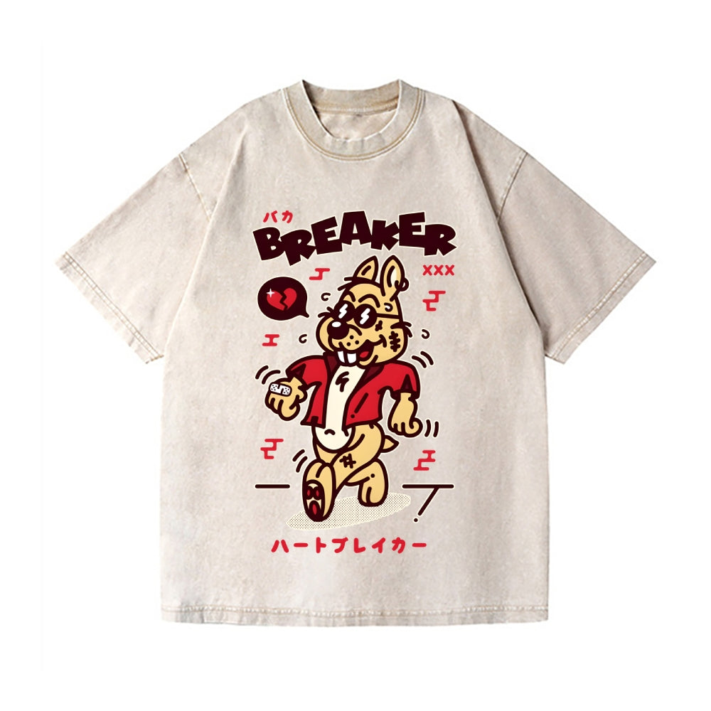 Unisex Rabbit Printed Washed Tee