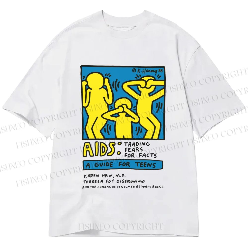 Unisex Classic Cotton AIDS Trading Fear For Facts Printed T-shirt