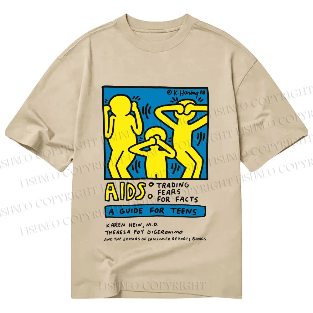 Unisex Classic Cotton AIDS Trading Fear For Facts Printed T-shirt