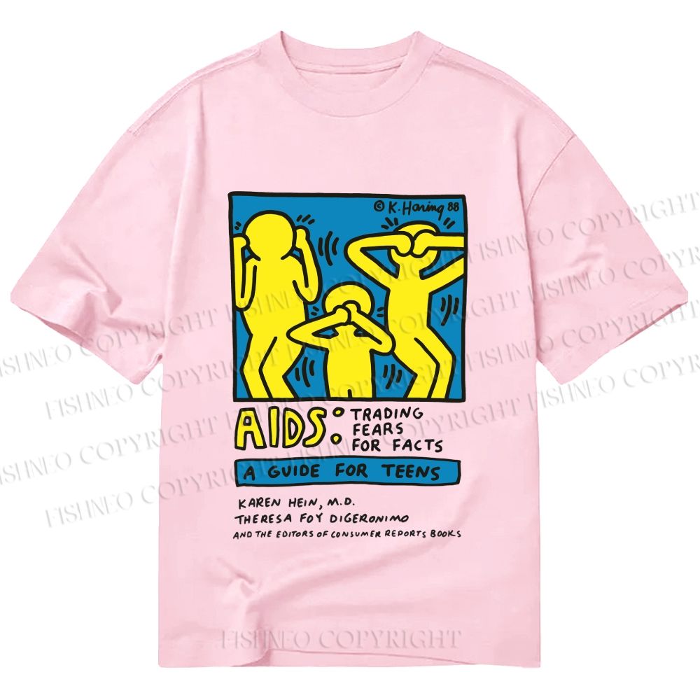 Unisex Classic Cotton AIDS Trading Fear For Facts Printed T-shirt