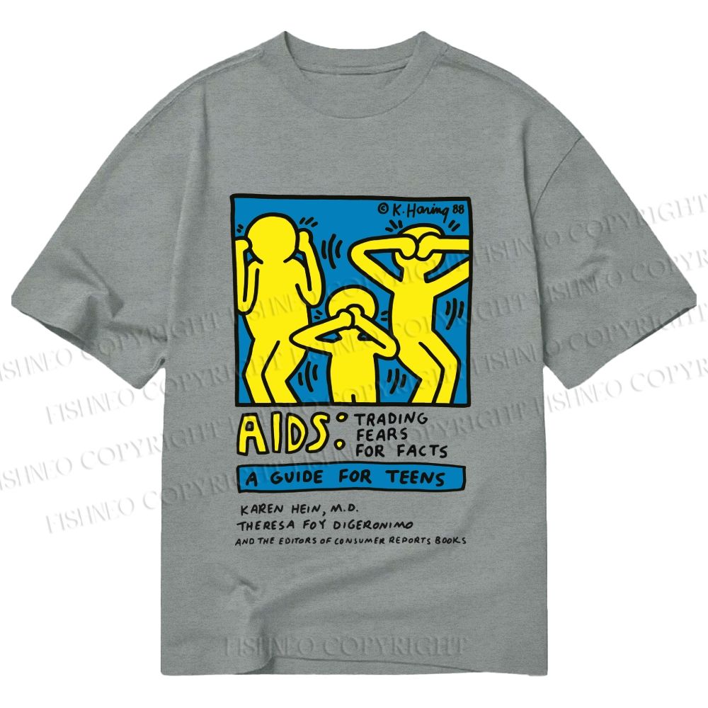 Unisex Classic Cotton AIDS Trading Fear For Facts Printed T-shirt