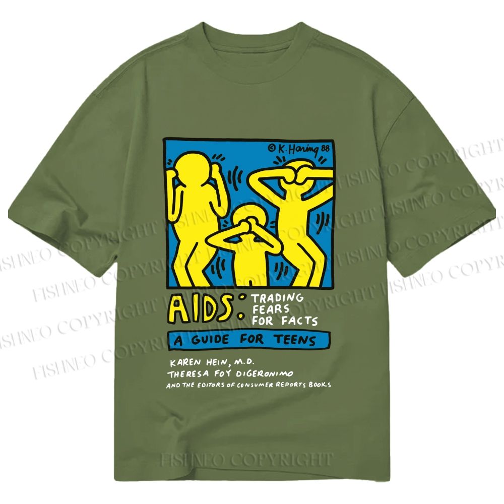 Unisex Classic Cotton AIDS Trading Fear For Facts Printed T-shirt