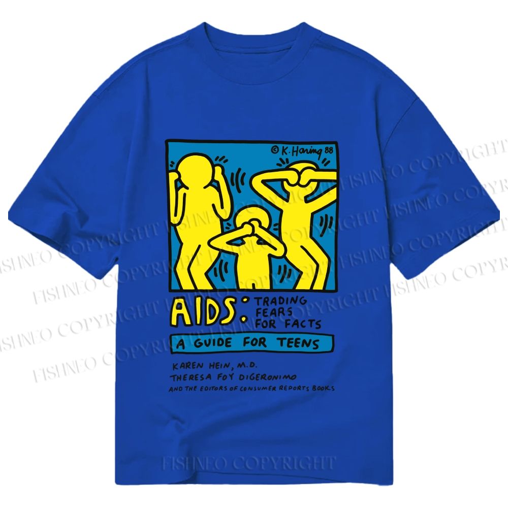 Unisex Classic Cotton AIDS Trading Fear For Facts Printed T-shirt