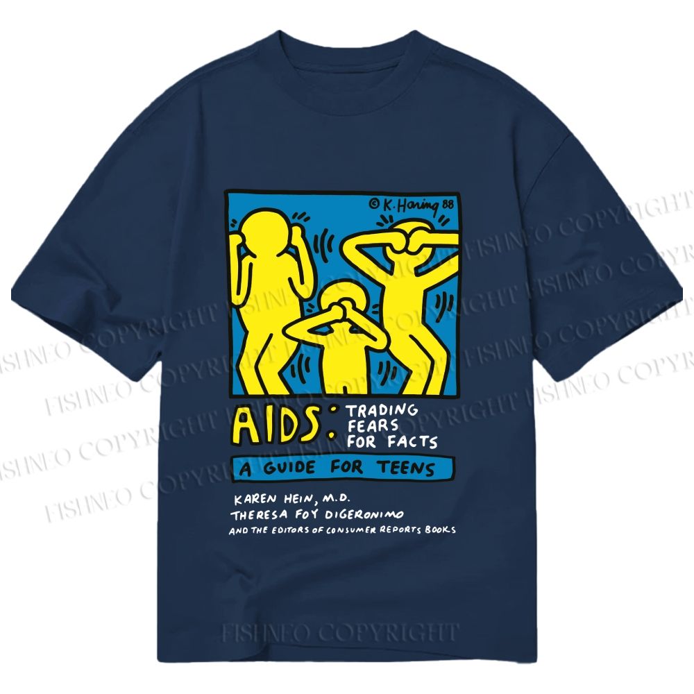 Unisex Classic Cotton AIDS Trading Fear For Facts Printed T-shirt