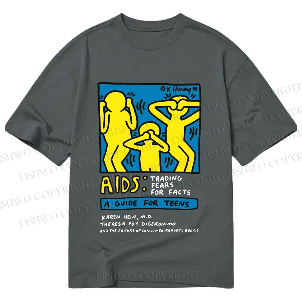 Unisex Classic Cotton AIDS Trading Fear For Facts Printed T-shirt
