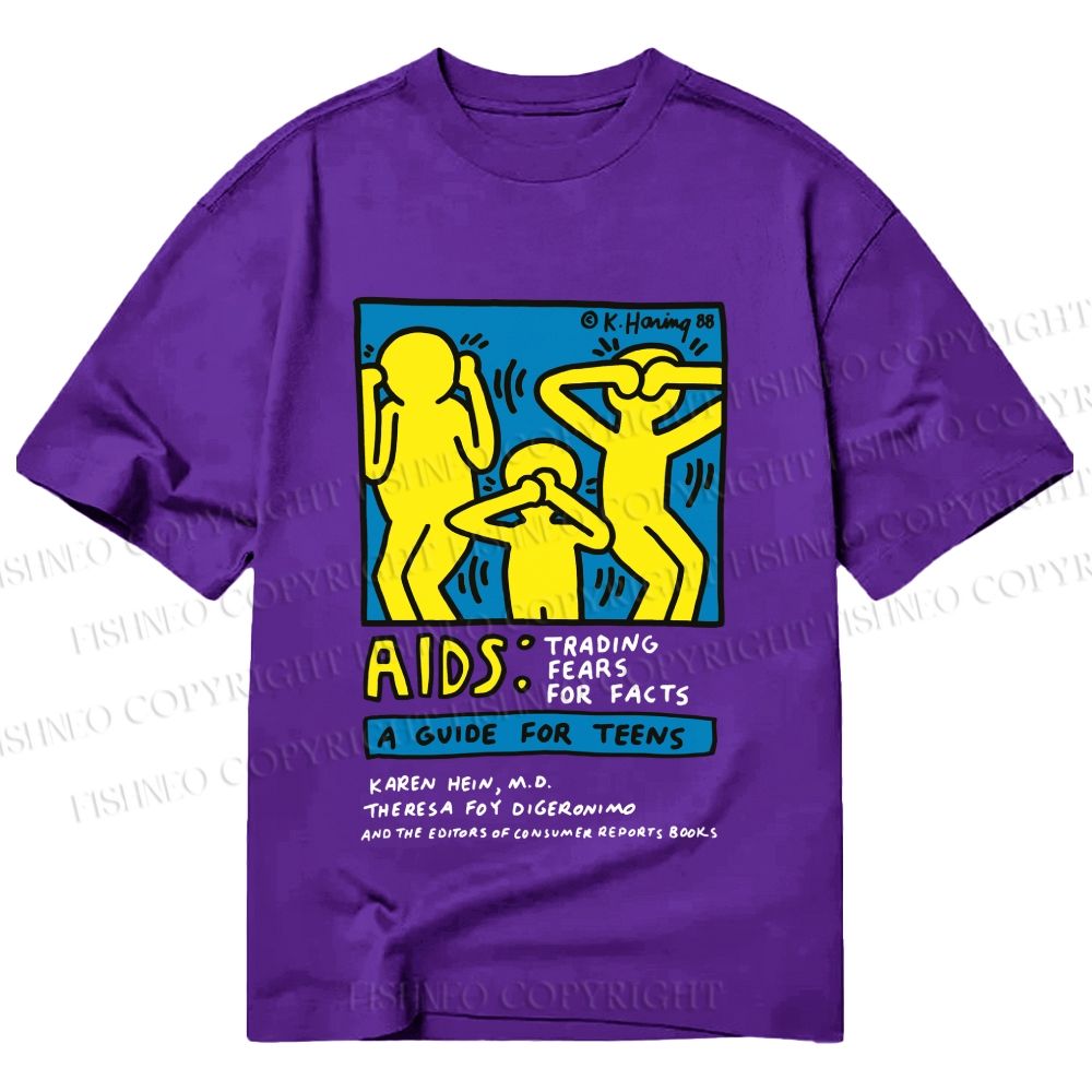 Unisex Classic Cotton AIDS Trading Fear For Facts Printed T-shirt