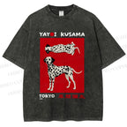 Unisex Yayoi Kusama Style Dalmatians Printed Washed Tee