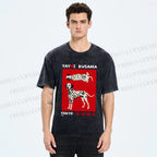 Unisex Yayoi Kusama Style Dalmatians Printed Washed Tee