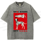 Unisex Yayoi Kusama Style Dalmatians Printed Washed Tee
