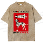 Unisex Yayoi Kusama Style Dalmatians Printed Washed Tee
