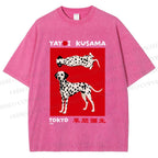 Unisex Yayoi Kusama Style Dalmatians Printed Washed Tee