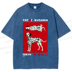 Unisex Yayoi Kusama Style Dalmatians Printed Washed Tee