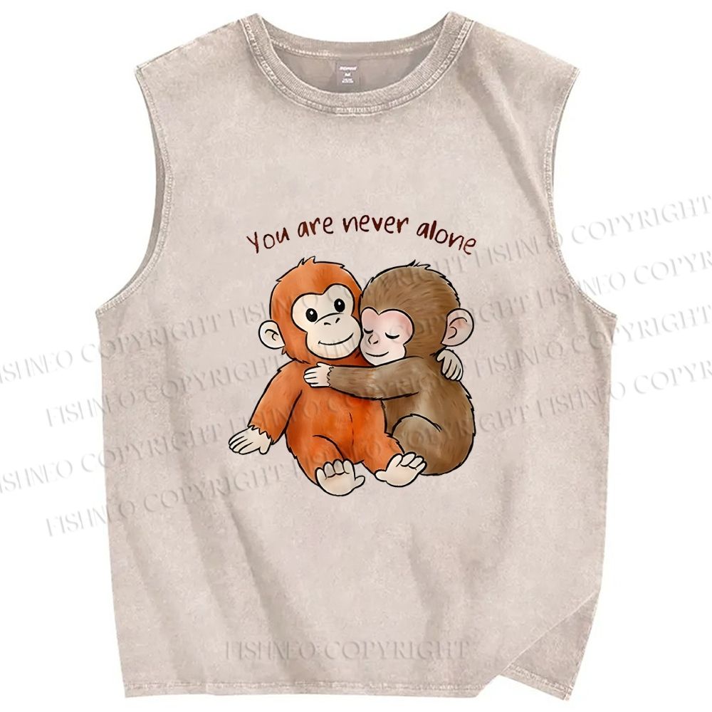 Unisex Punch Monkey Printed Washed Tank Top