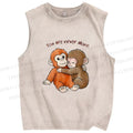Unisex Punch Monkey Printed Washed Tank Top