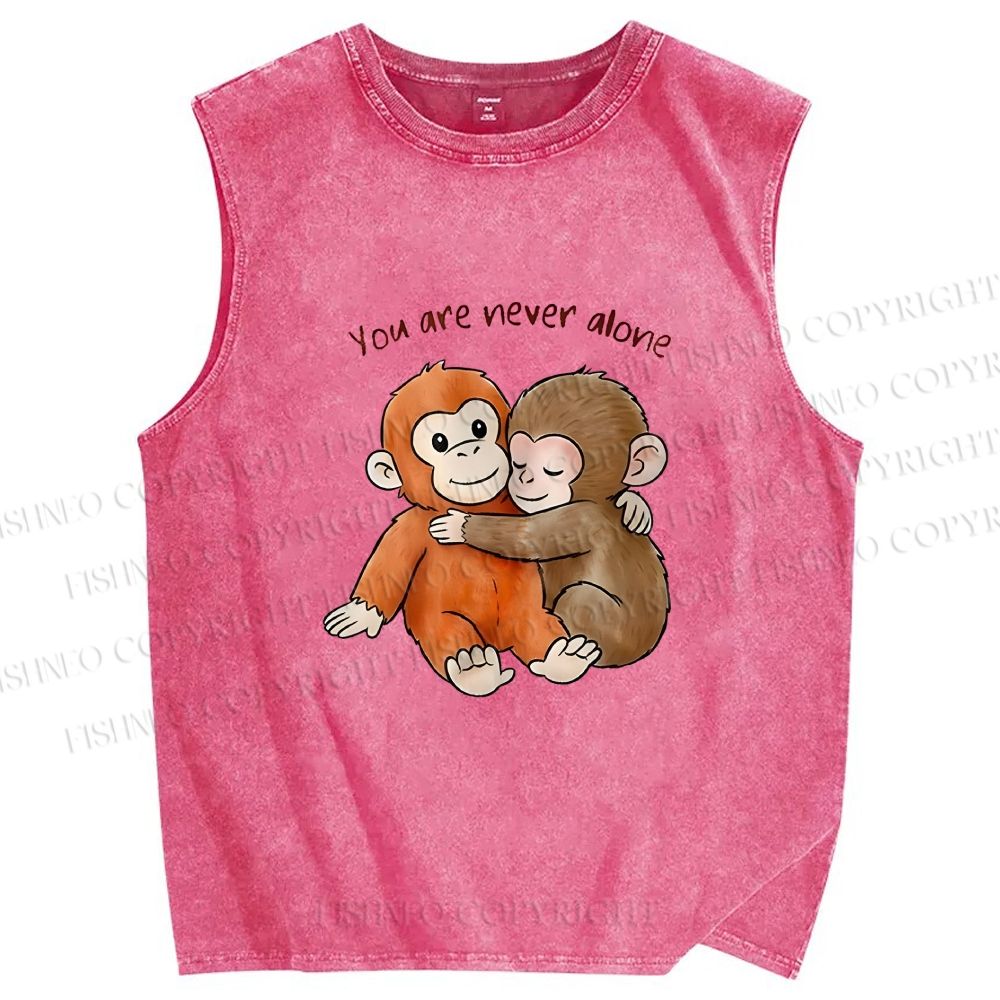 Unisex Punch Monkey Printed Washed Tank Top