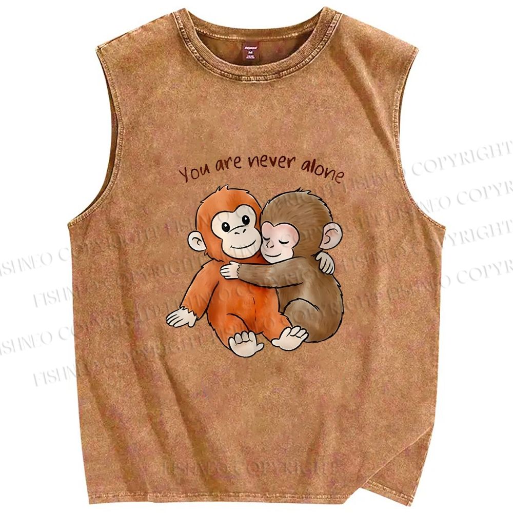 Unisex Punch Monkey Printed Washed Tank Top