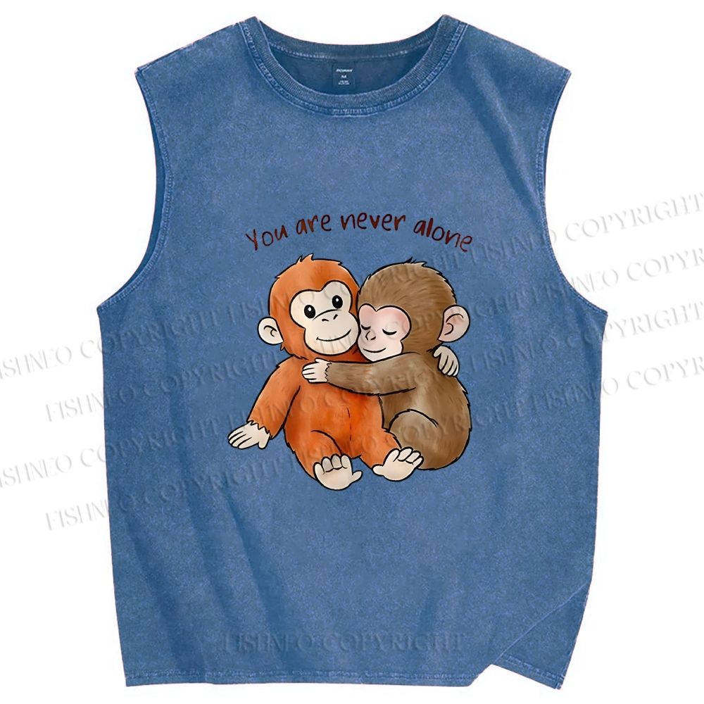 Unisex Punch Monkey Printed Washed Tank Top