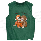 Unisex Punch Monkey Printed Washed Tank Top