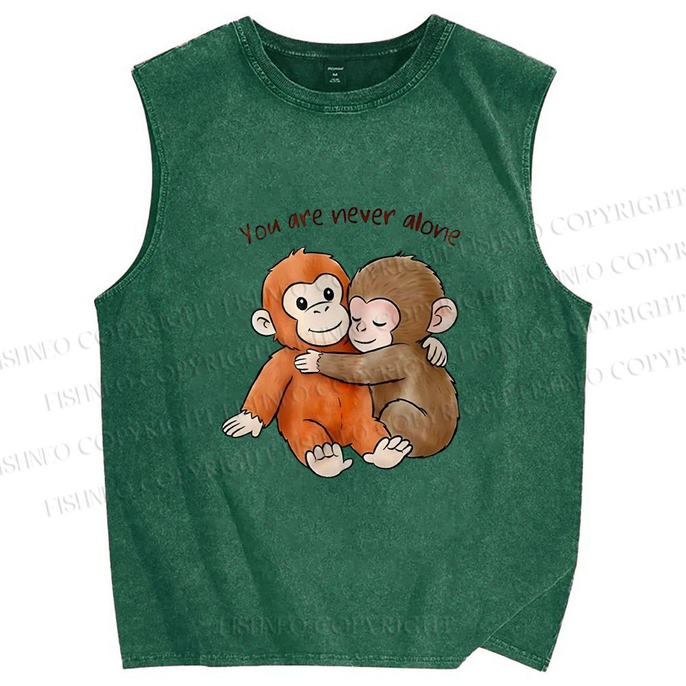 Unisex Punch Monkey Printed Washed Tank Top