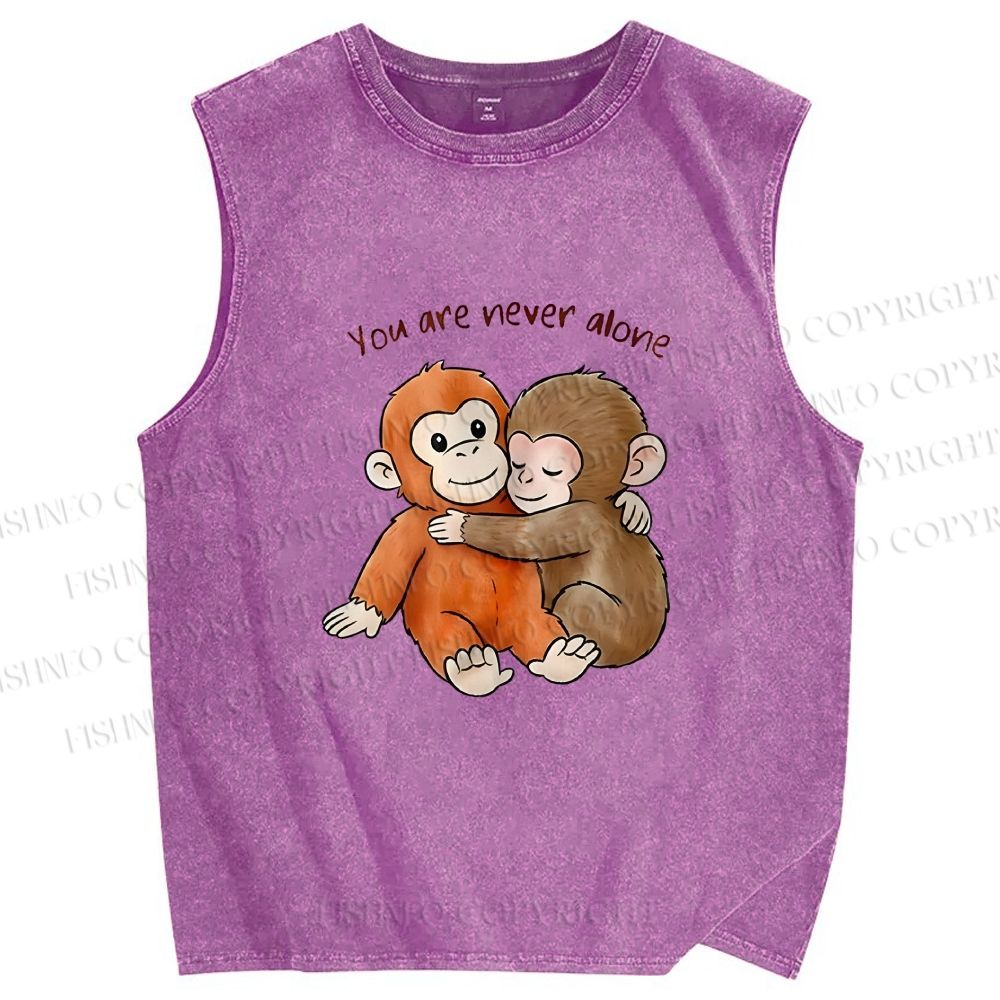 Unisex Punch Monkey Printed Washed Tank Top