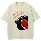 Unisex Funny Cat Yelling Quote Meme Printed Washed Tee