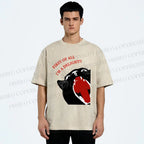 Unisex Funny Cat Yelling Quote Meme Printed Washed Tee