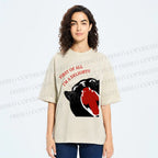 Unisex Funny Cat Yelling Quote Meme Printed Washed Tee