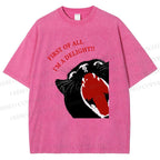 Unisex Funny Cat Yelling Quote Meme Printed Washed Tee