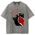 Unisex Funny Cat Yelling Quote Meme Printed Washed Tee