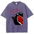Unisex Funny Cat Yelling Quote Meme Printed Washed Tee
