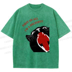 Unisex Funny Cat Yelling Quote Meme Printed Washed Tee