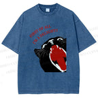 Unisex Funny Cat Yelling Quote Meme Printed Washed Tee