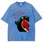 Unisex Funny Cat Yelling Quote Meme Printed Washed Tee