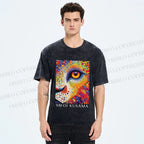 Unisex Yayoi Kusama Style Wild Eye Printed Washed Tee