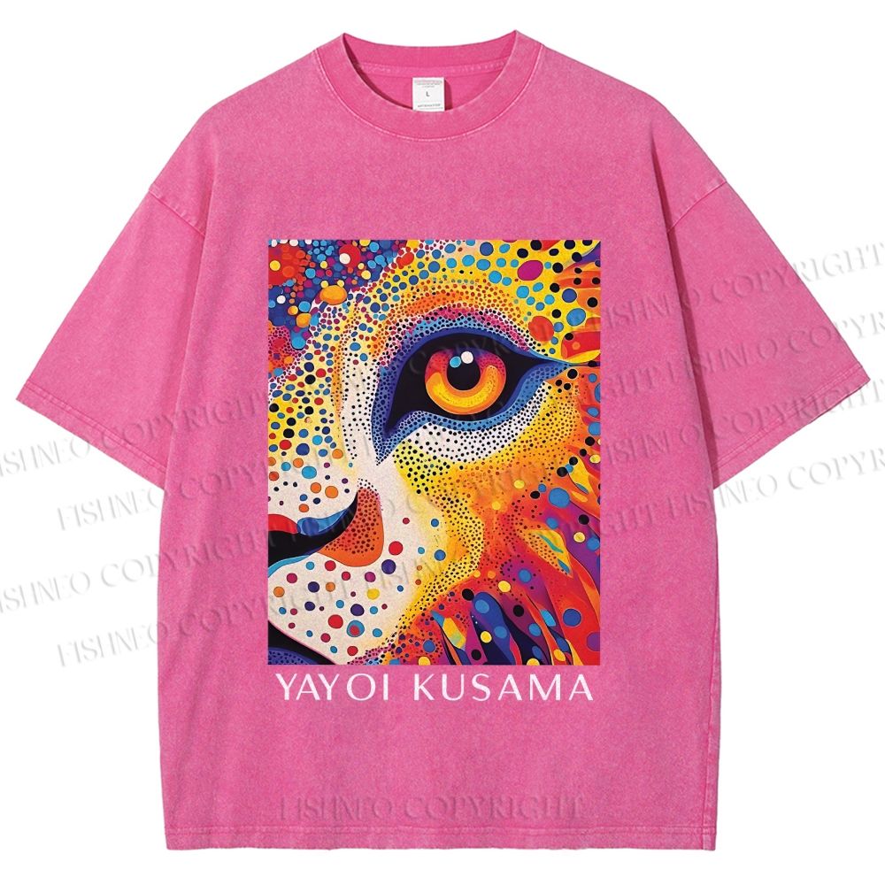 Unisex Yayoi Kusama Style Wild Eye Printed Washed Tee