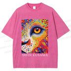 Unisex Yayoi Kusama Style Wild Eye Printed Washed Tee