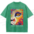Unisex Yayoi Kusama Style Wild Eye Printed Washed Tee