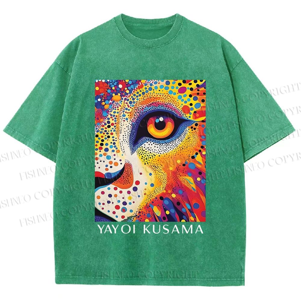 Unisex Yayoi Kusama Style Wild Eye Printed Washed Tee