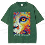 Unisex Yayoi Kusama Style Wild Eye Printed Washed Tee